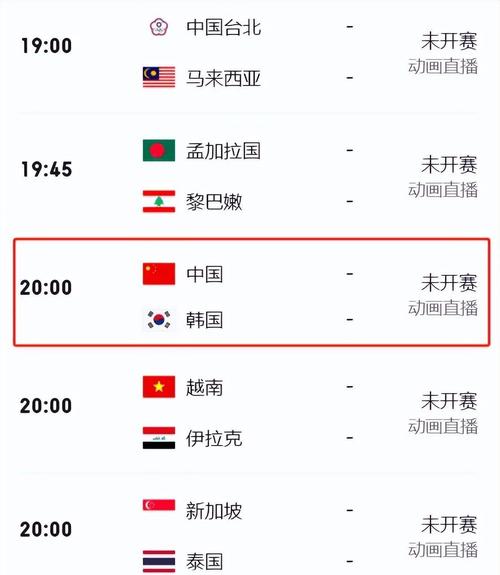 中国对韩国比赛现场直播比分